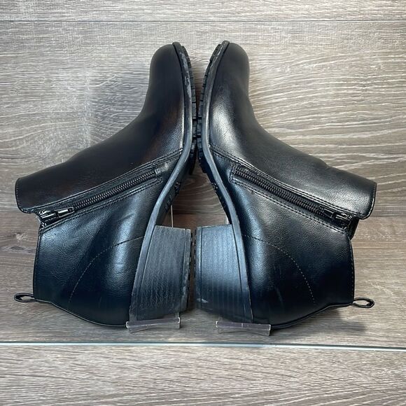 SafeTStep Brenna Women’s Sz 8.5W Black Comfort Side Zip Heeled Ankle Boots - Picture 10 of 11